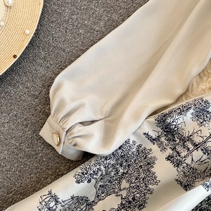 Camicia Casual stampata monopetto da donna primavera autunno moda manica a bolle con risvolto a trapezio abiti Casual - Product Image 6