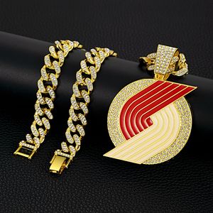 Collier de championnat personnalisé pour équipe de basketball, style Trail Blazers, entièrement serti de zircone cubique, avec chaîne cubaine - Product Image 3