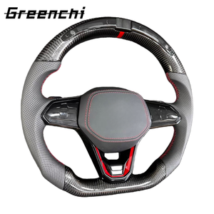 พวงมาลัยคาร์บอนไฟเบอร์แห้งแบบ LED สำหรับรถแข่ง VW Golf Mk8 <span class=keywords><strong>GTI</strong></span> R ปี 2020-2024 อัพเกรดภายในแบบกำหนดเองเพื่อเพิ่มประสิทธิภาพ ไม่รวมถุงลมนิรภัย - Product Image 4