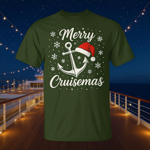Maglietta natalizia Merry Cruisemas con design dell'ancora e del cappello di Babbo Natale, regalo per gli amanti delle crociere - Product Image 4