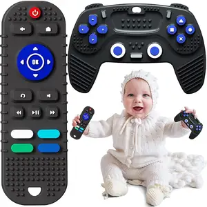 ZOHO 2023 Newborn Gift Baby Teether Toy Silicone TV Remote Control Shape Baby Bib Teethers Gifts Chew Toy for Babies