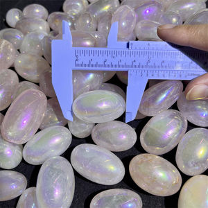 Vente en gros de pierres roulées en quartz rose Aura Angel, petites pierres roulées pour la guérison, en vente - Product Image 4