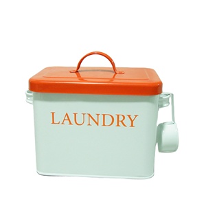 4.5L custom power coated rectangle laundry powder bucket canister wash storage box with scoop and lid