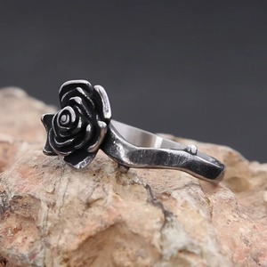 yunnique Gothic Black Rose <b>Ring</b> Stainless Steel Unisex Jewelry Gift Fashion <b>Rings</b> - Product Image 3