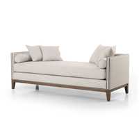 Canapé chaise longue en tissu lin de luxe avec structure en bois massif