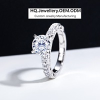 Anillo de Compromiso de Moissanita, 2cttw, Color D, Corte Redondo/Anillos de Plata de Ley 925 para Mujer, Regalo Elegante para Aniversario