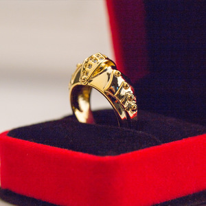 Anello a Forma di Bocca di Pesce in Cristallo per Donne, Tono Dorato, Accessorio Moda per Uso Quotidiano - Product Image 3