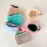 Petit sac carré en peluche Ins multicolore Mini sac cosmétique organisateur de maquillage étudiants porte-monnaie porte-carte filles pochette sacs