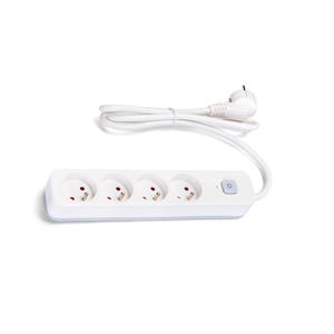 Prolunga elettrica a 4 prese con interruttore, 1,5 m, 3G, 1,5 mm, bianca e grigia - ideale per collegare più dispositivi elettrici - Product Image 1