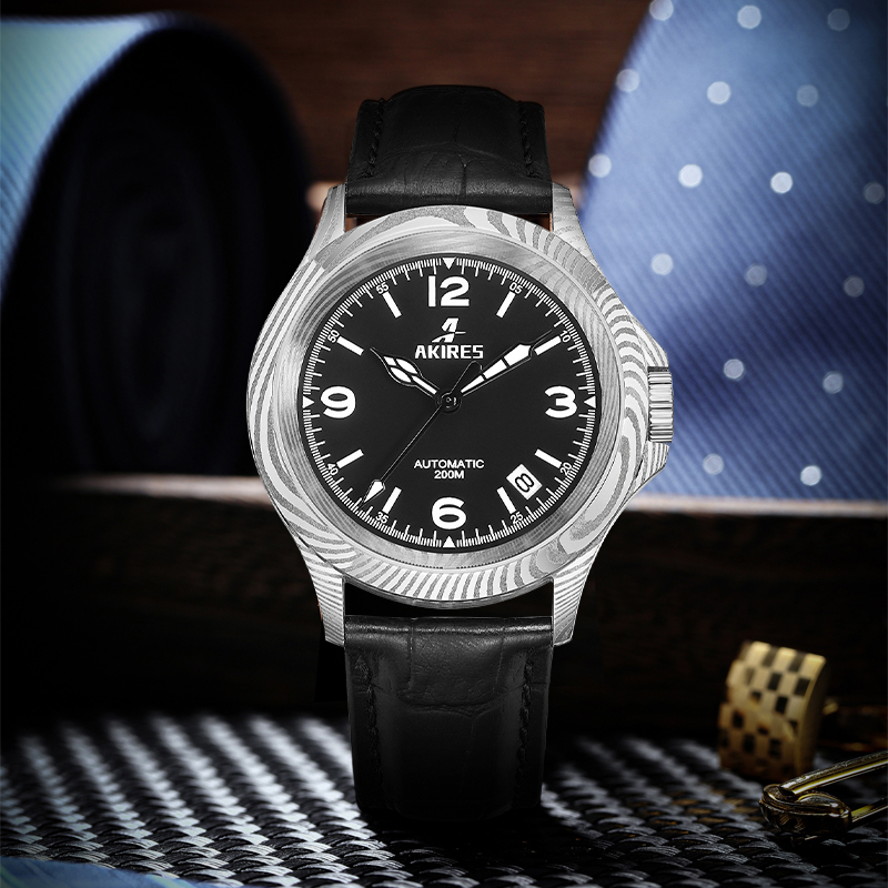 OEM AKIRES New Damascus Steel Watch