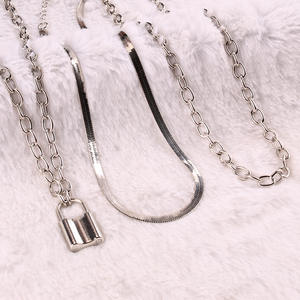 Stainless Steel Multi Layer <b>Chain</b> Necklace Geometric Heart Pendant Minimalist Fashion Jewelry For Women Yiwu Origin - Product Image 3