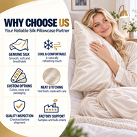 Taie d'oreiller de luxe personnalisée brodée en soie de mûrier 19 mommes 100% avec enveloppe pour cadeau ou usage domestique