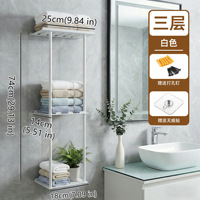 Porte-serviettes mural personnalisé en acier au carbone à trois niveaux pour salle de bain et toilettes avec crochets