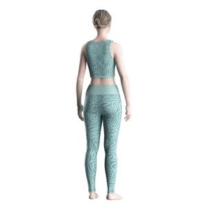 Ensemble de Pilates pour femmes avec impression par sublimation personnalisée, débardeur court compressif et leggings de sport taille haute OEM - Product Image 6