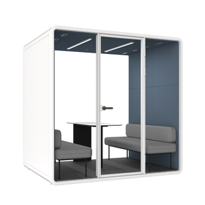 Portable <b>Soundproof</b> Office Booth 4 Person Meeting Pod Modular Acoustic Cabin with Glass Door for Open Workspace Privacy - Product Image 5