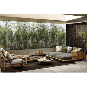 Ensemble de jardin en rotin résistant aux intempéries, plastique, 3 places, mobilier de luxe en teck pour l'extérieur, St-sf108, mobilier de luxe en teck pour l'extérieur - Product Image 5