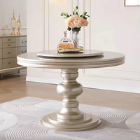 Ensemble table et chaises en bois massif de luxe léger de style américain Mobilier de salle à manger pour la maison 6 places Table ronde avec plateau tournant