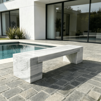 Banc de jardin moderne en marbre blanc naturel, taille personnalisée, banc en pierre pour extérieur et bord de piscine