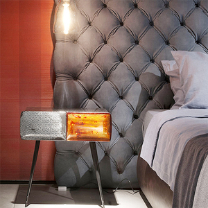 Cama matrimonial acolchada de espuma de madera maciza de diseño italiano, cama king size con cabecero tapizado - Product Image 5