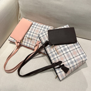 Conjunto <span class=keywords><strong>de</strong></span> Dos Piezas: Bolso Tote <span class=keywords><strong>de</strong></span> PU con Estampado a Cuadros y Bolso <span class=keywords><strong>de</strong></span> Hombro <span class=keywords><strong>de</strong></span> Poliéster con Cierre <span class=keywords><strong>de</strong></span> Cremallera para Mujer, Estilo Coreano, Otoño 2026 - Product Image 3