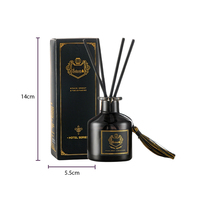 Diffuseur de parfum à bâtonnets en verre brun personnalisé, petit format, avec pompon décoratif, pour huiles essentielles naturelles