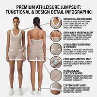Nouvelle conception d'usine Combinaison de sport une pièce pour femme, sans effet froncé aux fesses, personnalisable, séchage rapide, dos ouvert, pour le yoga et la gym