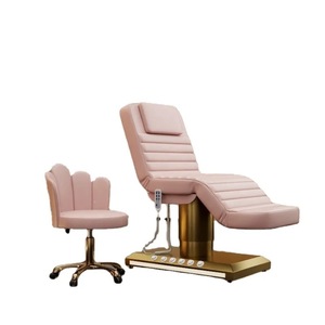 Luxury Gold Stainless Steel Foot Control Massage <b>Table</b> Chair 3 Motors <b>Electric</b> Lift Facial Spa Bed for Living Room Hotel Use - Product Image 1