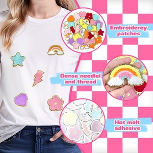 Applique collante brodée multicolore pour vêtements étoile foudre arc-en-ciel fleur coeur adhésif Chenille <span class=keywords><strong>patch</strong></span> stock - Product Image 4