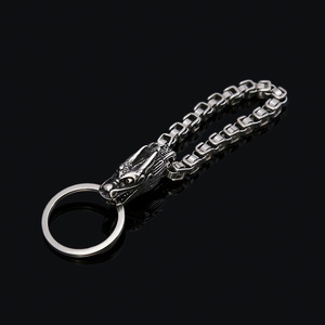 yunnique Stainless Steel Dragon Head Keychain Chain <b>Car</b> <b>Key</b> <b>Ring</b> Men's Gift Jewelry Buckle Animal Design - Product Image 2