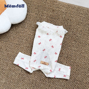 Pyjama en coton jacquard fin respirant printemps/été pour animaux de compagnie à quatre pattes, motif nœud mignon, collection originale Memdoll Studio pour chiots - Product Image 1