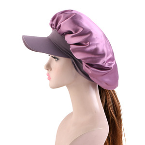 HZM-26222 Bonnet de nuit en satin avec visière réglable pour la protection des cheveux naturels, des tresses bouclées et des locks pour femmes - Product Image 2