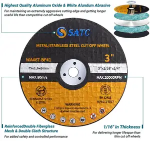 Abrasivwerkzeuge Trennscheiben 3 Zoll Trennscheibe 3"x1/16"x1/4" Winkelschleifer-Trennscheibe T41 Hersteller - Product Image 2