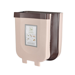 Folding Kitchen Hanging Trash Can Waste Container Plastic Wall Mounted Kitchen Cabinet Doors Hanging Movable Waste Bin