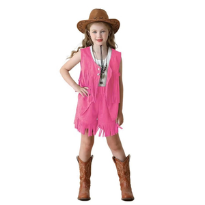 Chaleco con flecos para niños de estilo Retro étnico, <span class=keywords><strong>disfraz</strong></span> bohemio de <span class=keywords><strong>vaquera</strong></span>, pantalones cortos de mezclilla occidentales, traje Hippie para niñas, fiesta de disfraces de Mardi Gras - Product Image 5