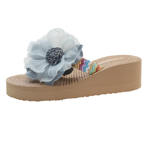 <span class=keywords><strong>Infradito</strong></span> da donna estive alla moda con plateau floreale in <span class=keywords><strong>paglia</strong></span> intrecciata |   Sandali da Spiaggia Stile Pastorale per Vacanze, Vendita all'Ingrosso - Product Image 5
