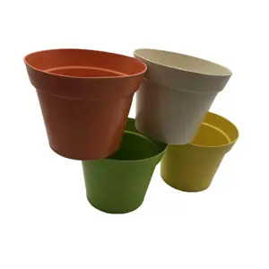 2024 new color round shape middle size Pantone color bamboo fiber garden pots