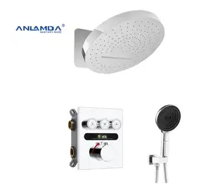 3-Way Brass Chrome mưa Shower Head hiển thị nhiệt độ tĩnh nhiệt giấu nóng và lạnh thiết bị vệ sinh Bath Bath Shower Set