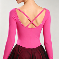 Robe de patinage artistique pour femme, rose foncé, en spandex extensible, pour entraînement et compétition, tenue de patinage thermique et chaude, classique, à manches longues