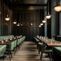 Meubles modernes Ron Group, table carrée en bois massif, chaise rembourrée personnalisée, banquette en cuir capitonnée pour restaurant