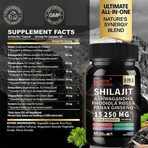 Cápsulas de Shilajit Personalizadas en Oferta, 60 Cápsulas de Shilajit con Ashwagandha, Suplementos de Shilajit para Adultos - Product Image 4