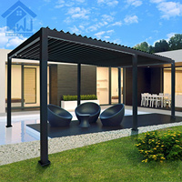 Pergola contemporaine en aluminium Sweet Home avec système de toit automatisé, gazebo bioclimatique imperméable et éclairage LED
