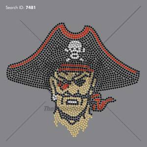 Sọ cướp biển Thuyền Trưởng Rhinestone Mẫu hotfix sắt lấp lánh vá với thanh kiếm cho quần áo T-Shirts chuyển làm bằng thủy tinh - Product Image 2