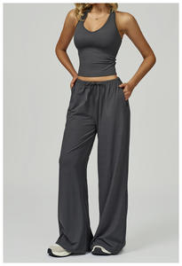 Pantaloni Foderati in Pile da <span class=keywords><strong>Donna</strong></span> a Vita Bassa Gamba Larga Casual Sportivi con Elastico in Vita e Coulisse - Product Image 5