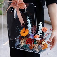 Boîte à fleurs décorative en acrylique faite à la main, forme carrée, durable (3-5 ans), respectueuse de l'environnement, pour la remise des diplômes, la fête des mères