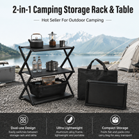 Étagère de rangement pliable multifonctionnelle d'extérieur en acier à haute teneur en carbone, organisateur multi-niveaux pour le camping, la pêche et le cyclisme StrideOut
