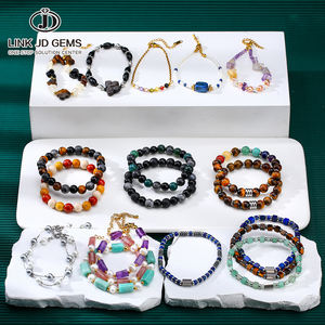 Bracelets JD GEMS classiques de haute qualité en pierre naturelle œil de tigre jaune, acier inoxydable et pierres naturelles mélangées - Product Image 1