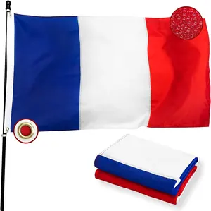 工厂促销印刷耐用不同尺寸国旗缝制条纹聚酯Geant矩形法国国旗