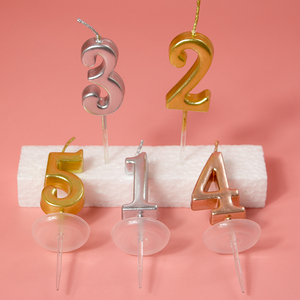 Vente en gros de bougies à gâteau dorées numéro de bougie d'anniversaire 0-9 pour les fêtes - Product Image 3