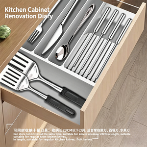Silicone Rectangle Tableware <b>Storage</b> <b>Box</b> for <b>Kitchen</b> Knife Fork Chopsticks Compartment Organizer Cabinet Drawer Rack BPA-Free - Product Image 1