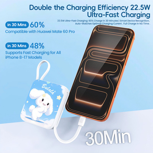 Banco de Energía M02 con Impresión Personalizable, 10000mAh, Cables de Carga Rápida Dobles Integrados - Product Image 5